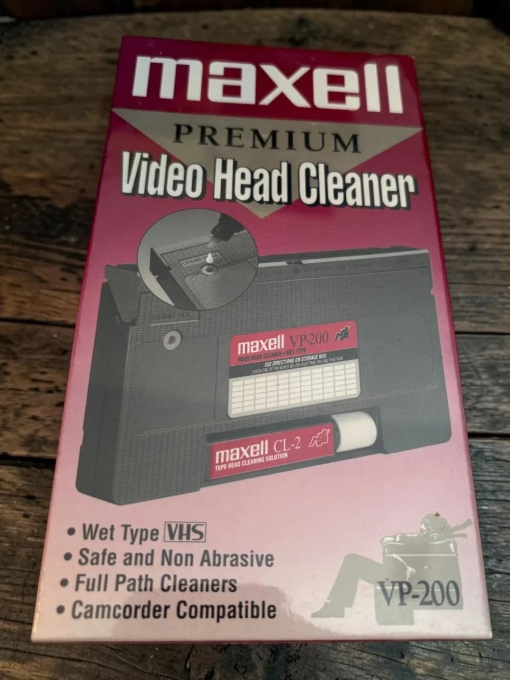 Maxell VP-200 Premium VHS Video Head Cleaner Wet Type Safe Non-Abrasive Full Pat